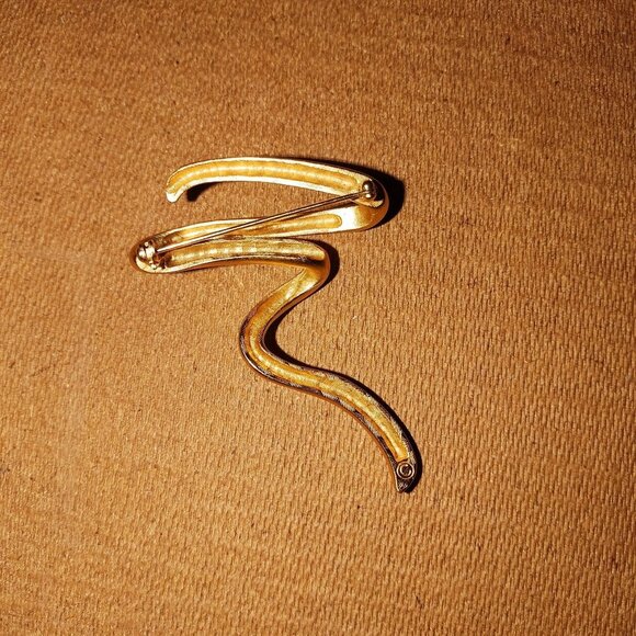 Abstract Gold-Tone Snake-Inspired Brooch Pin For Women-VINTAGE - Picture 2 of 4